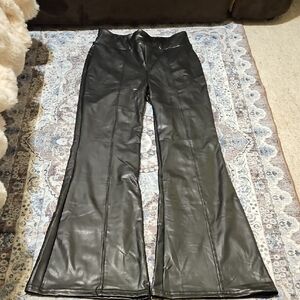 Shosho Black Faux Leather Flare Pants